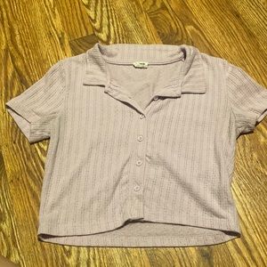 purple crop top with collar